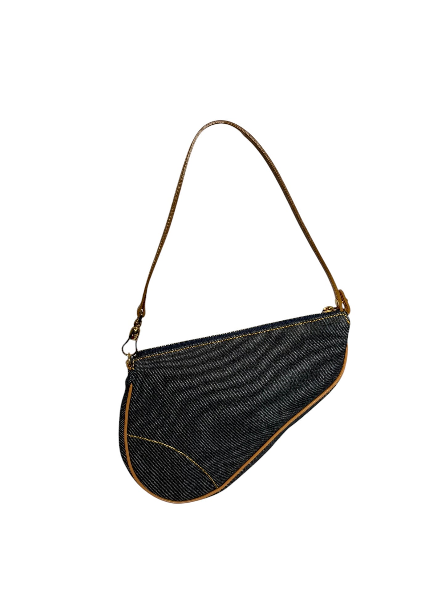 Christian Dior Vintage Denim Pochette Saddle Bag