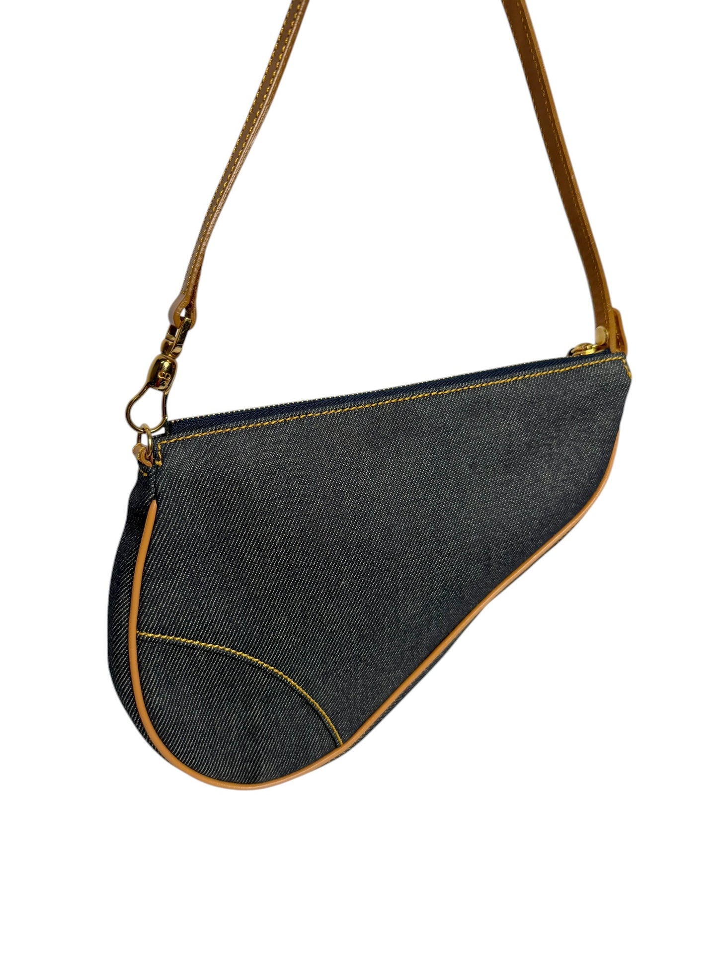 Christian Dior Vintage Denim Pochette Saddle Bag