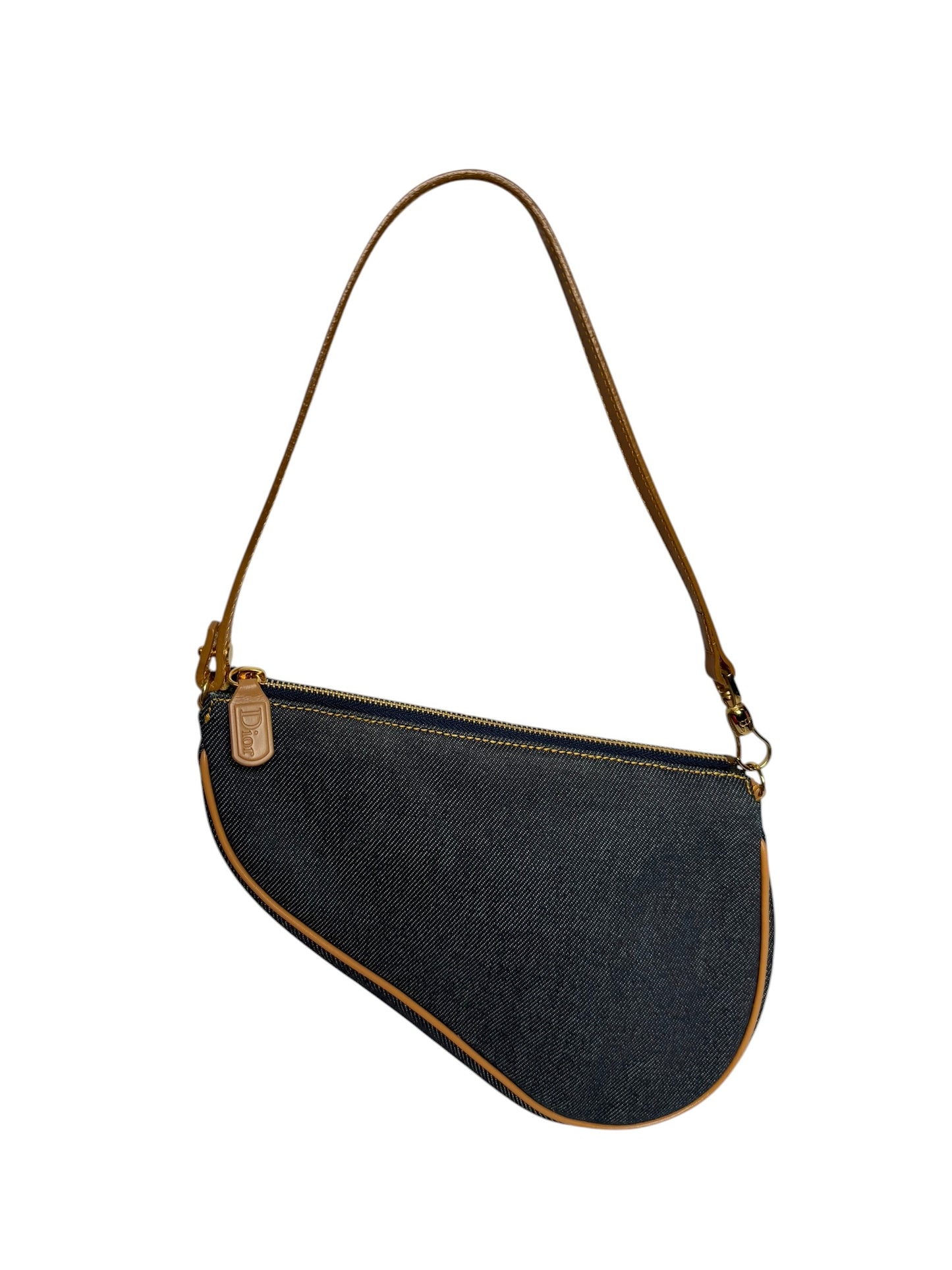 Christian Dior Vintage Denim Pochette Saddle Bag