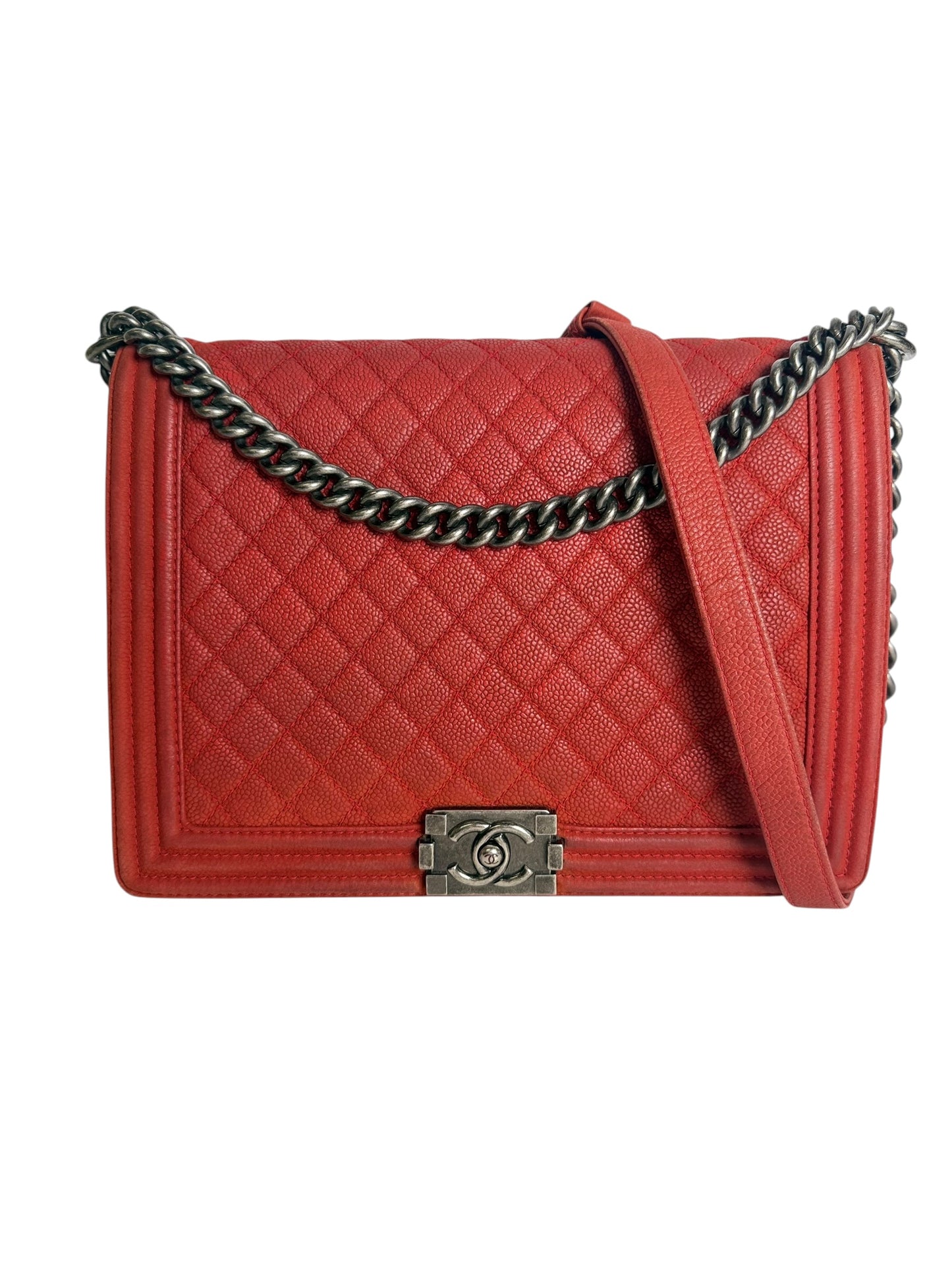 Chanel Large Red Matte Caviar Boy Bag T4829