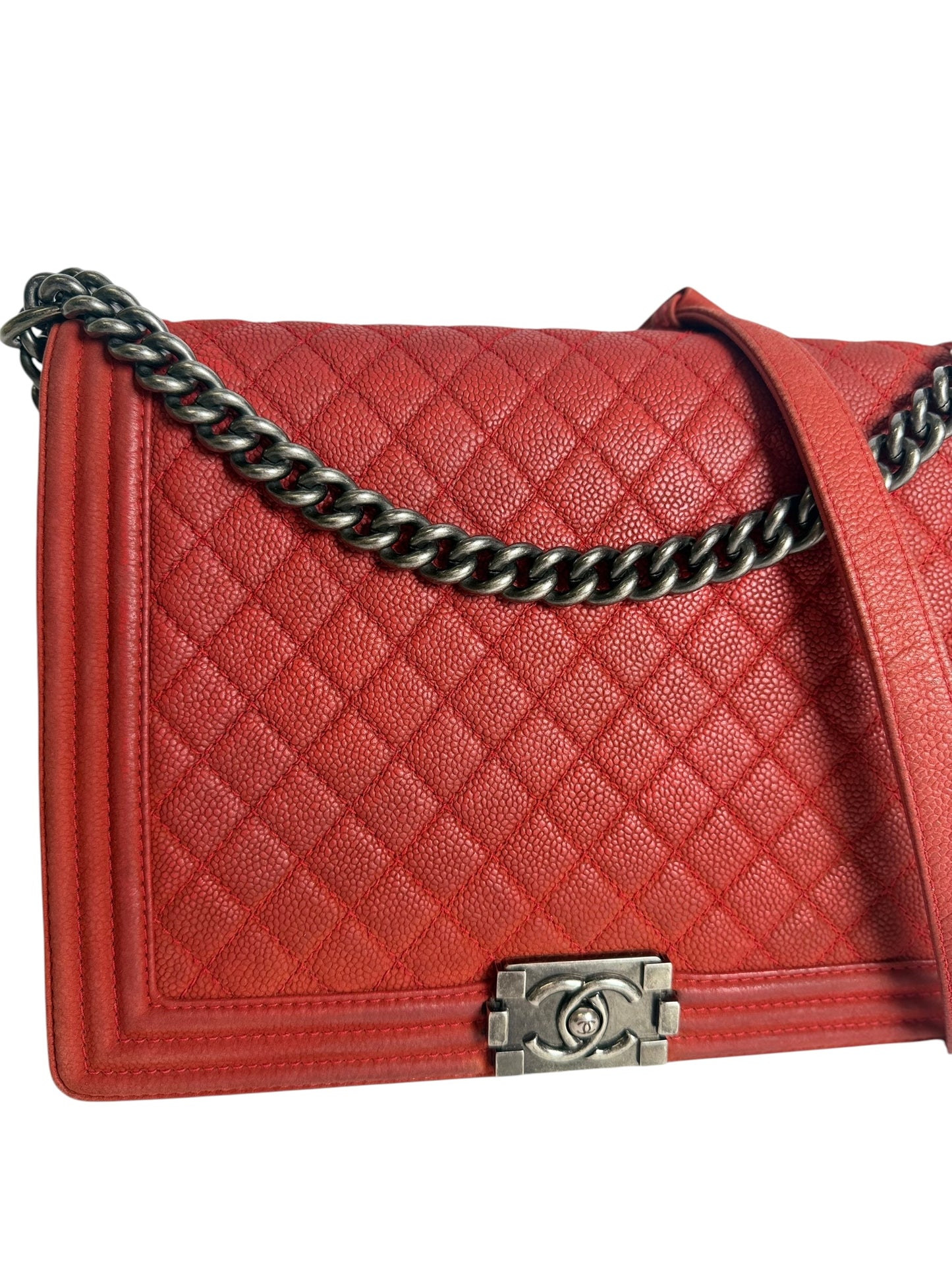Chanel Large Red Matte Caviar Boy Bag T4829