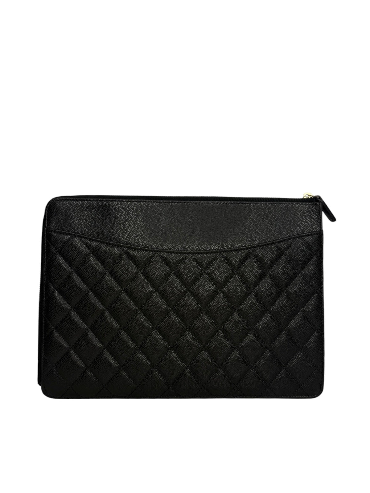 Chanel Black Caviar Zip Clutch T9213