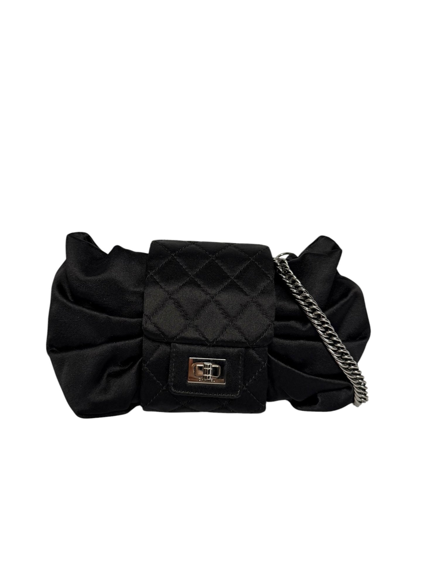 Chanel Black Satin Reissue Bow Bag SHW