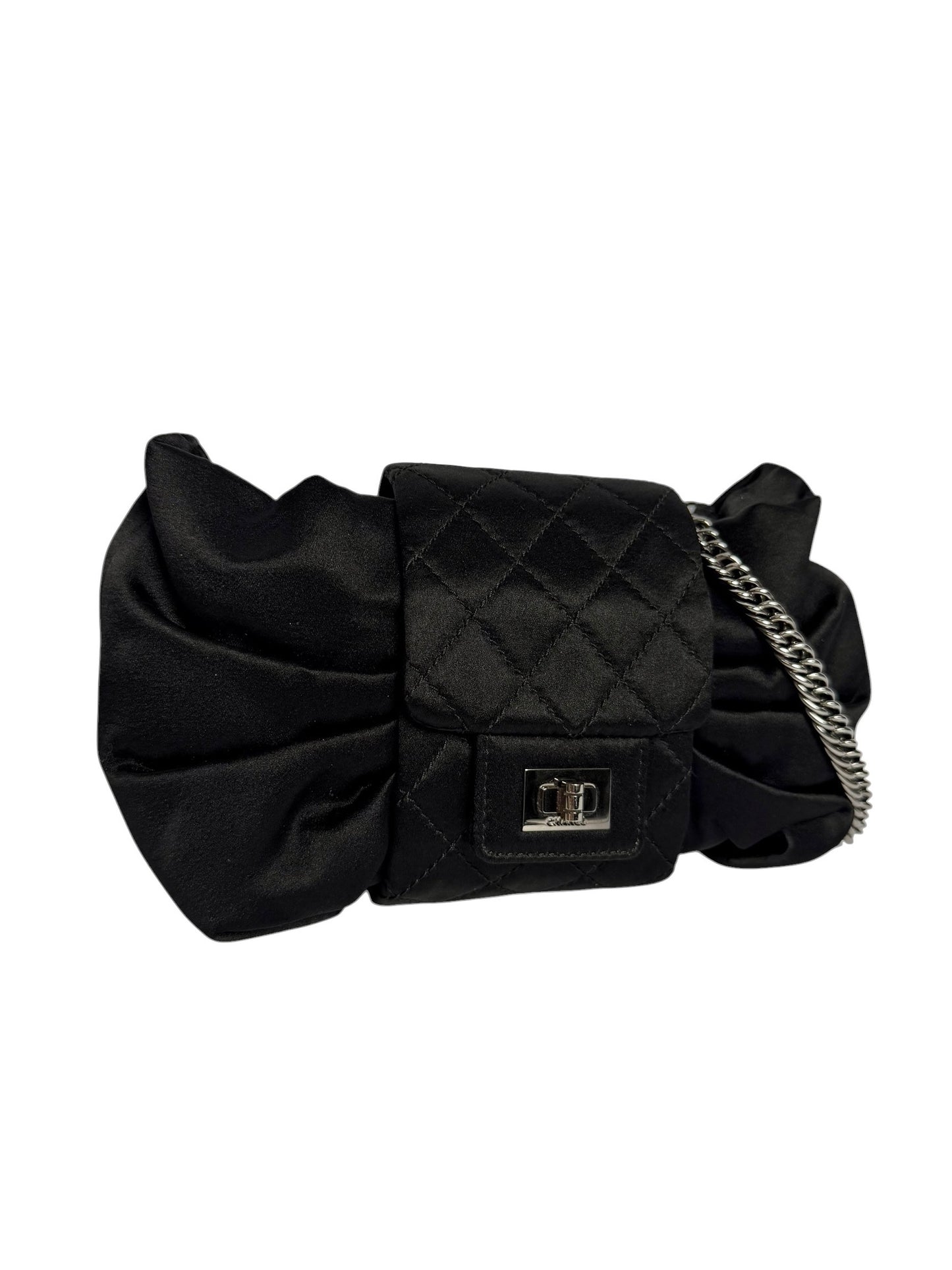 Chanel Black Satin Reissue Bow Bag SHW