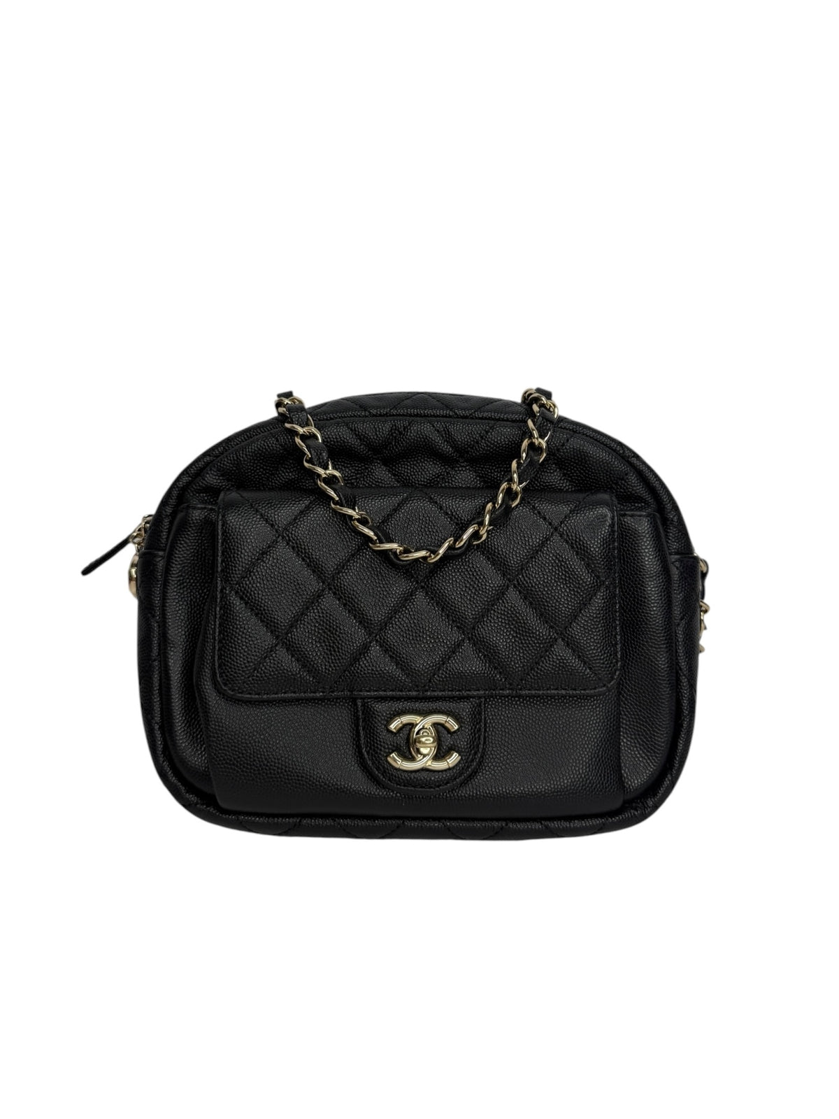 Chanel Black Caviar Camera Bag GHW T9186