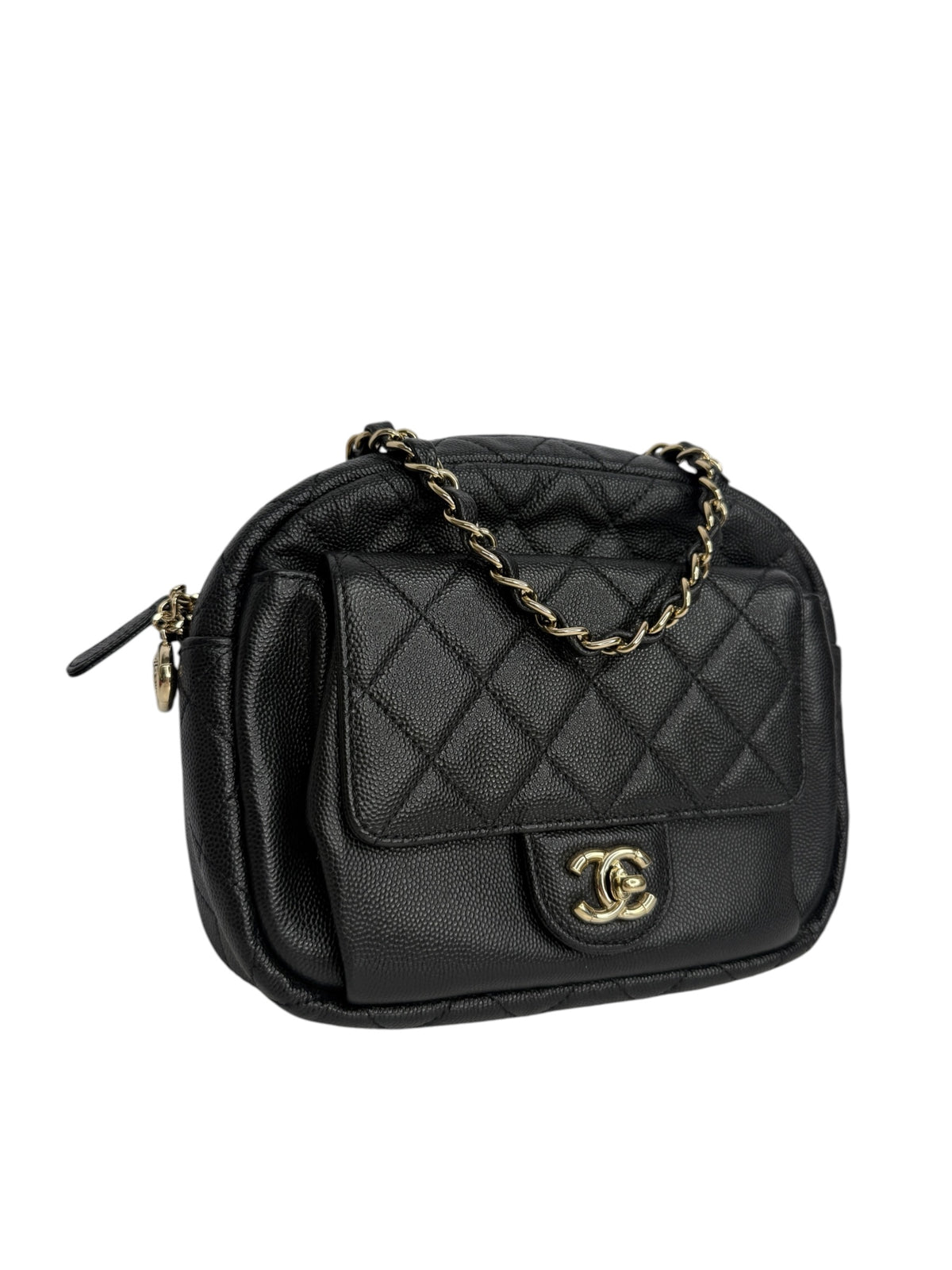 Chanel Black Caviar Camera Bag GHW T9186