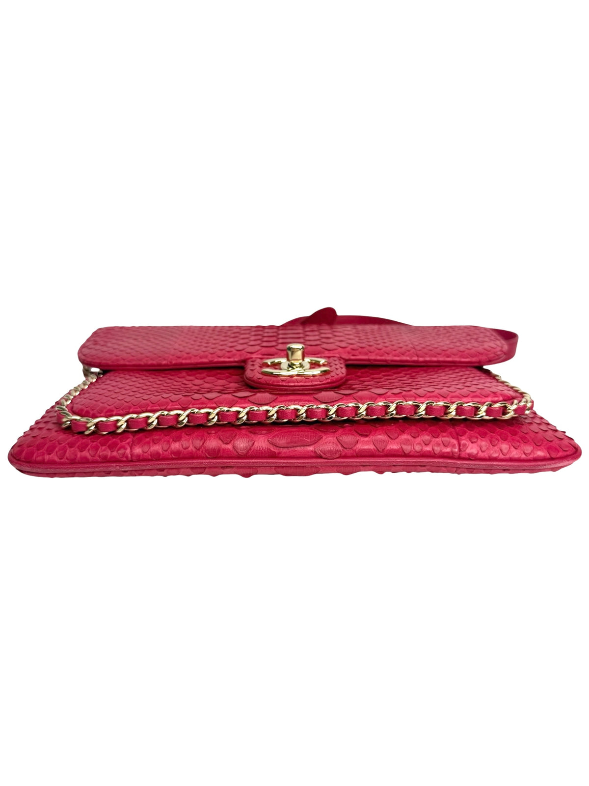 Chanel Pink Python Chain Around Flap GHW T9207