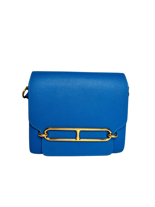 Hermes Roulis Pebbled Calfskin Leather Blue T8261