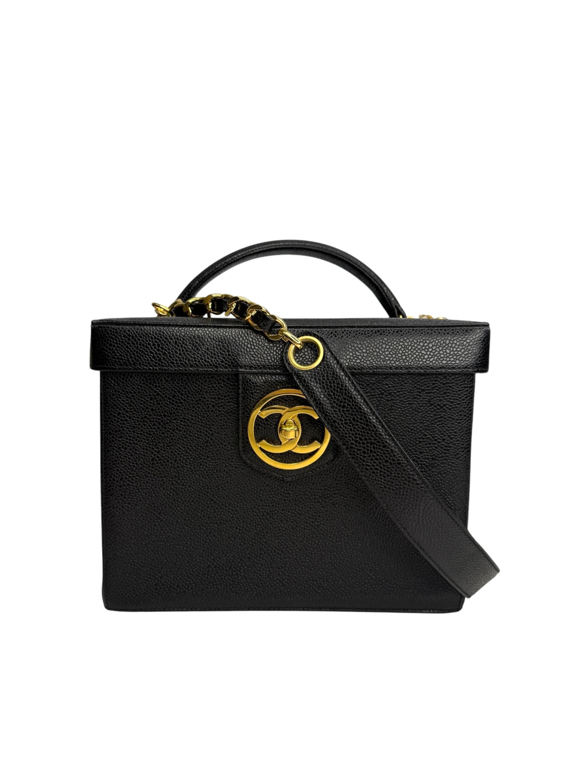 Chanel Black Caviar Vintage Vanity Case T8870
