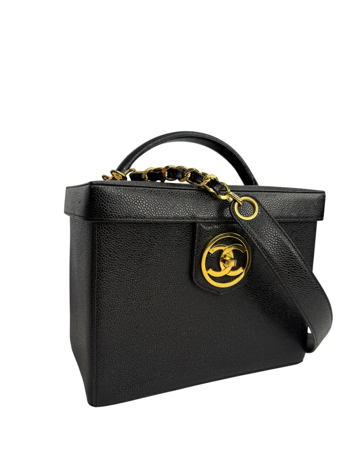 Chanel Black Caviar Vintage Vanity Case T8870