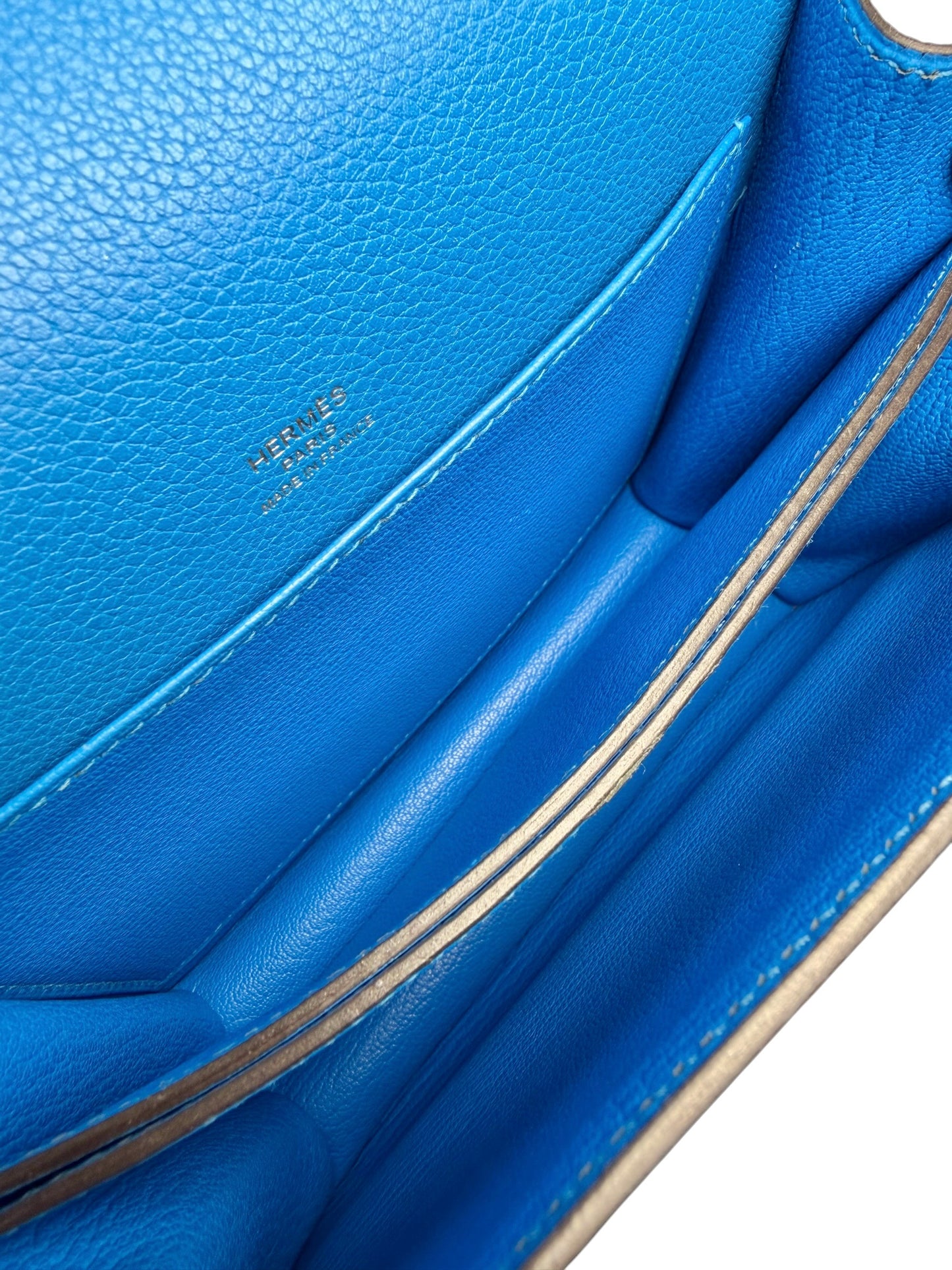 Hermes Roulis Pebbled Calfskin Leather Blue
