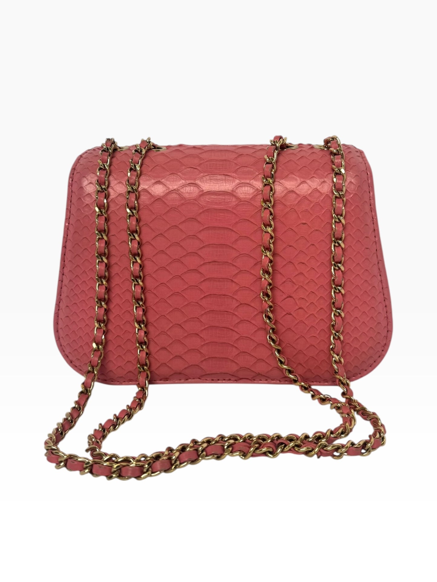 Chanel Small Python Pink Braided Chic Flap GHW
