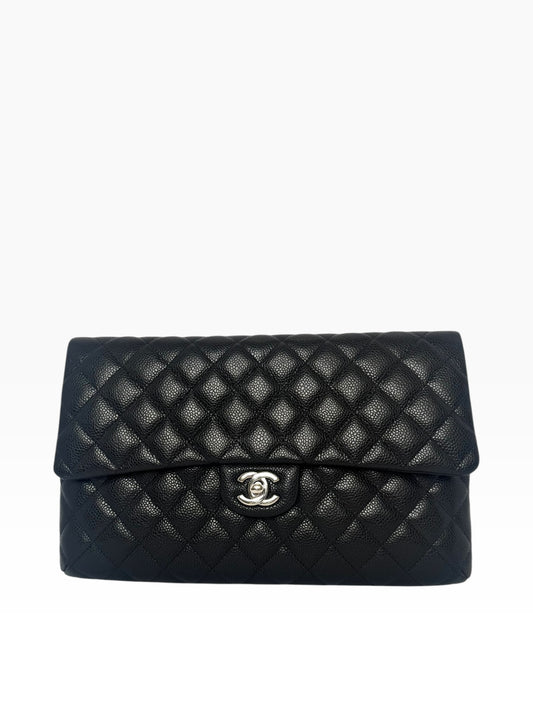 Chanel Caviar Classic Flap Clutch SHW