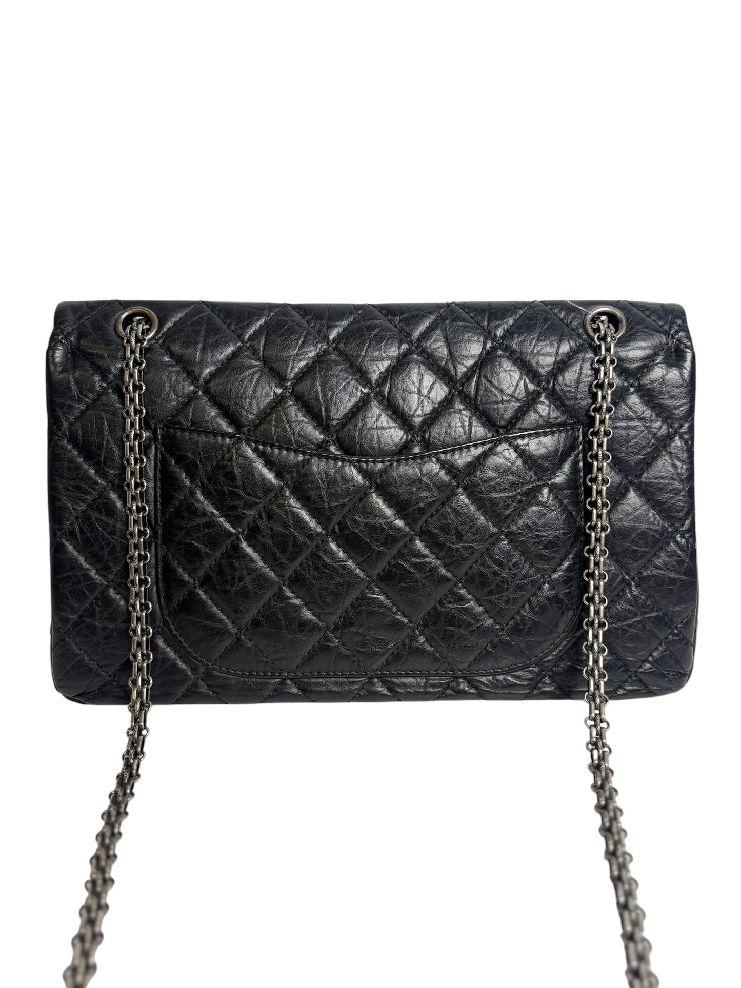 Chanel Black 2.55 Reissue Jumbo Double Flap RHW T7396