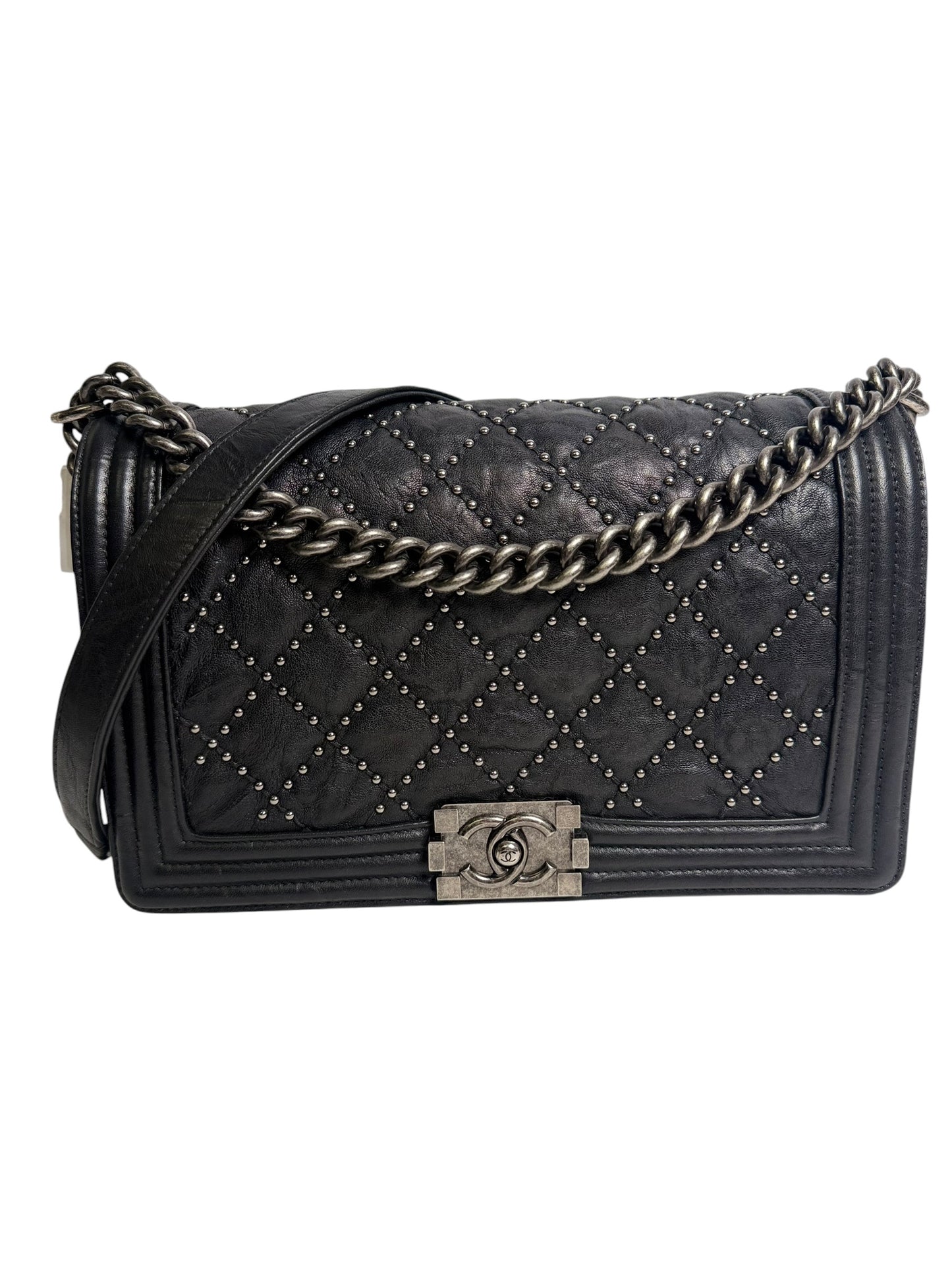 Chanel Black Medium Studded Dallas Boy Bag T6793