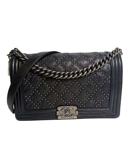 Chanel Black Medium Studded Dallas Boy Bag T6793