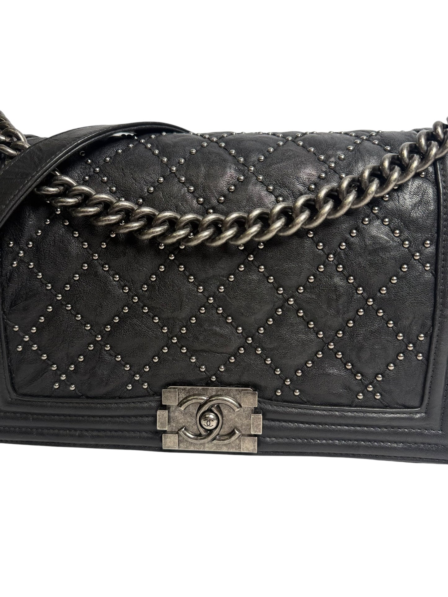 Chanel Black Medium Studded Dallas Boy Bag T6793