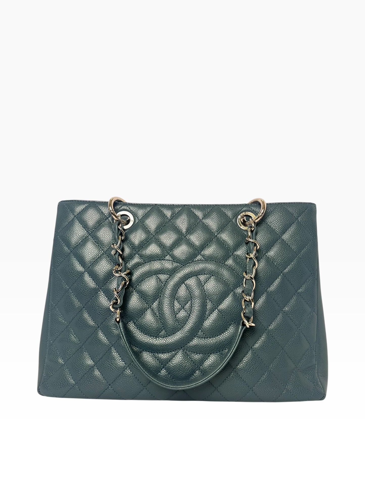 Chanel Grand Shopping Tote GST Dusty Blue Medium SHW