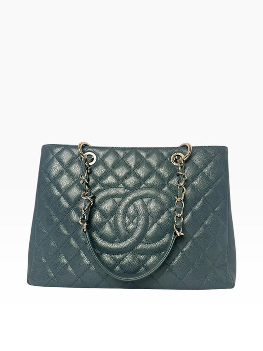 Chanel Grand Shopping Tote GST Dusty Blue Medium SHW