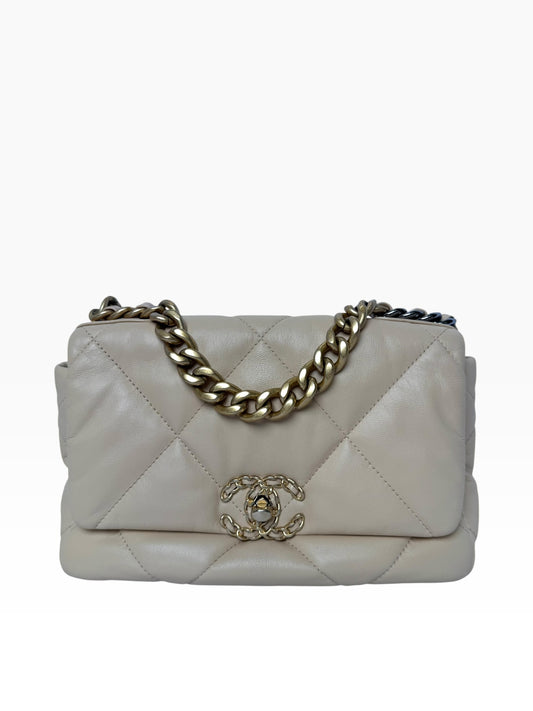 Chanel 19 Small Nude Beige Flap