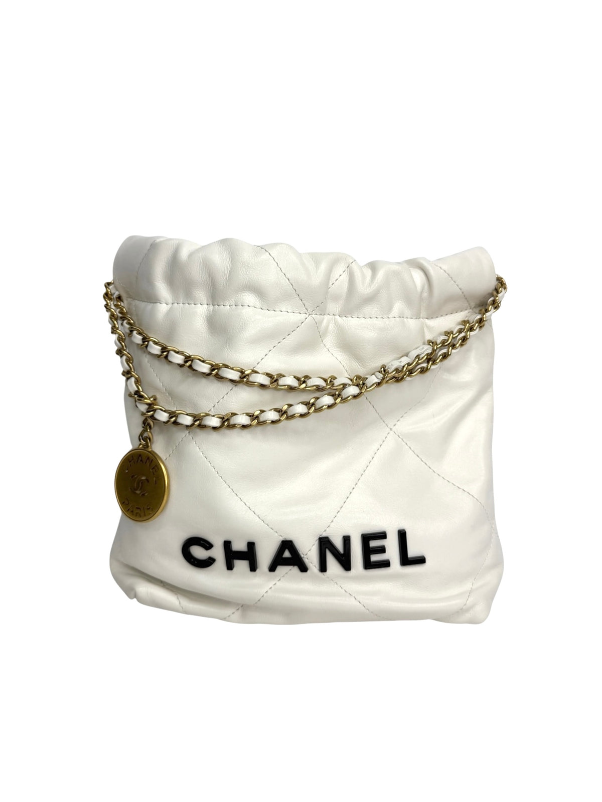 Chanel White Mini 22 Hobo Chain T9195