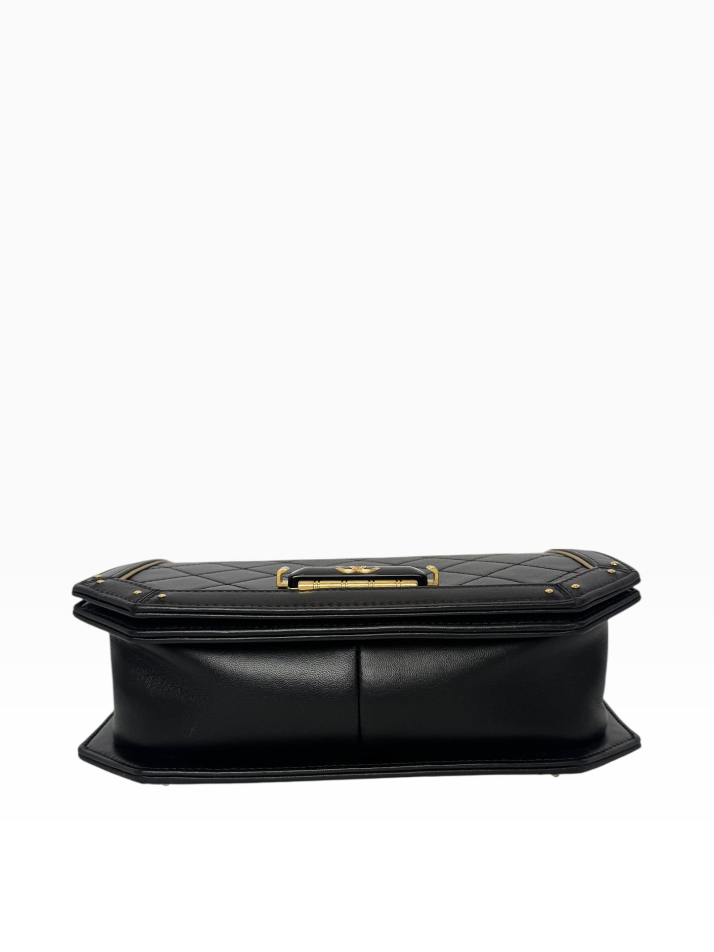 Chanel Black Gold Trim Resin Bar Flap GHW Studded