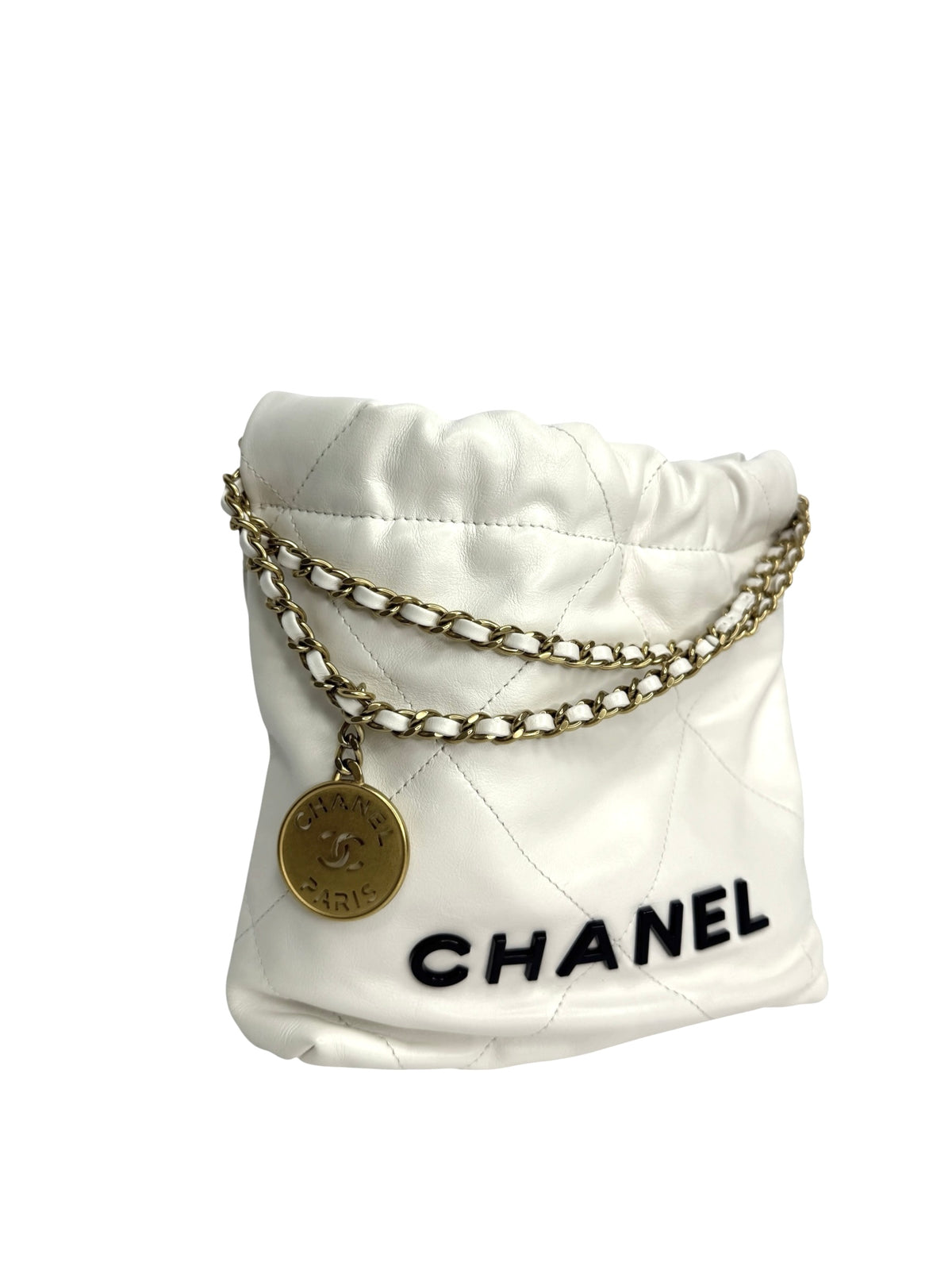 Chanel White Mini 22 Hobo Chain T9195