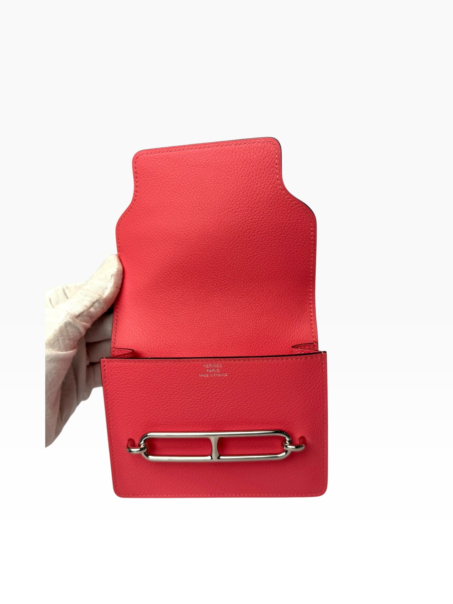 Hermes Pink Roulis Wallet PHW FULL SET