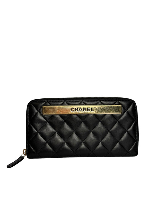 Chanel Trendy cc Quilted Black Lambskin Zip Wallet T8294