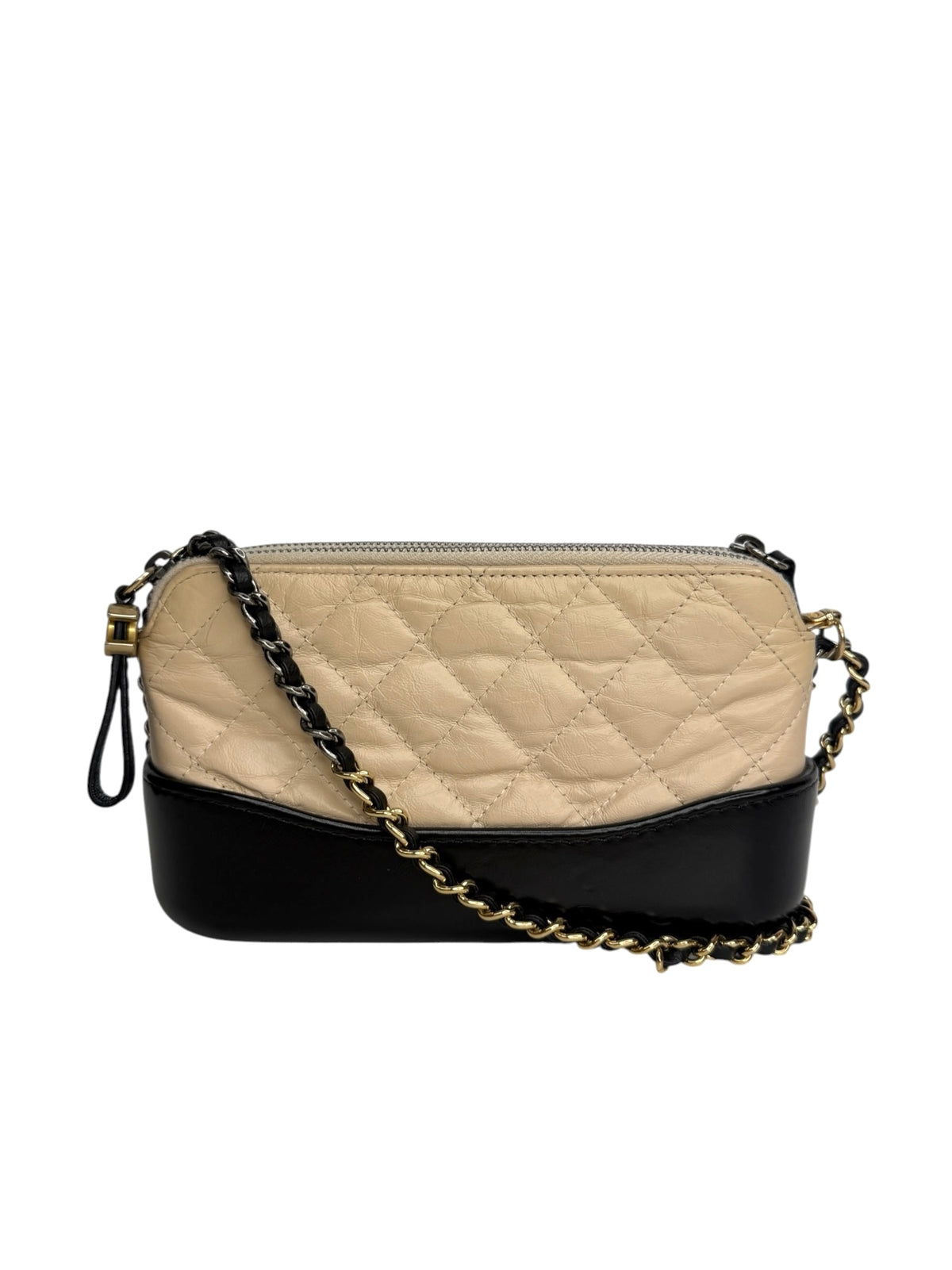 Chanel Bicolor aged Calfskin Gabrielle Double Zip Clutch With Chain T9203