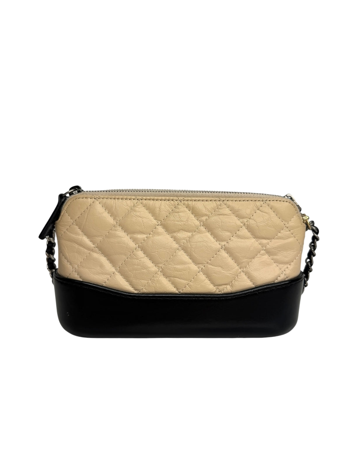 Chanel Bicolor aged Calfskin Gabrielle Double Zip Clutch With Chain T9203