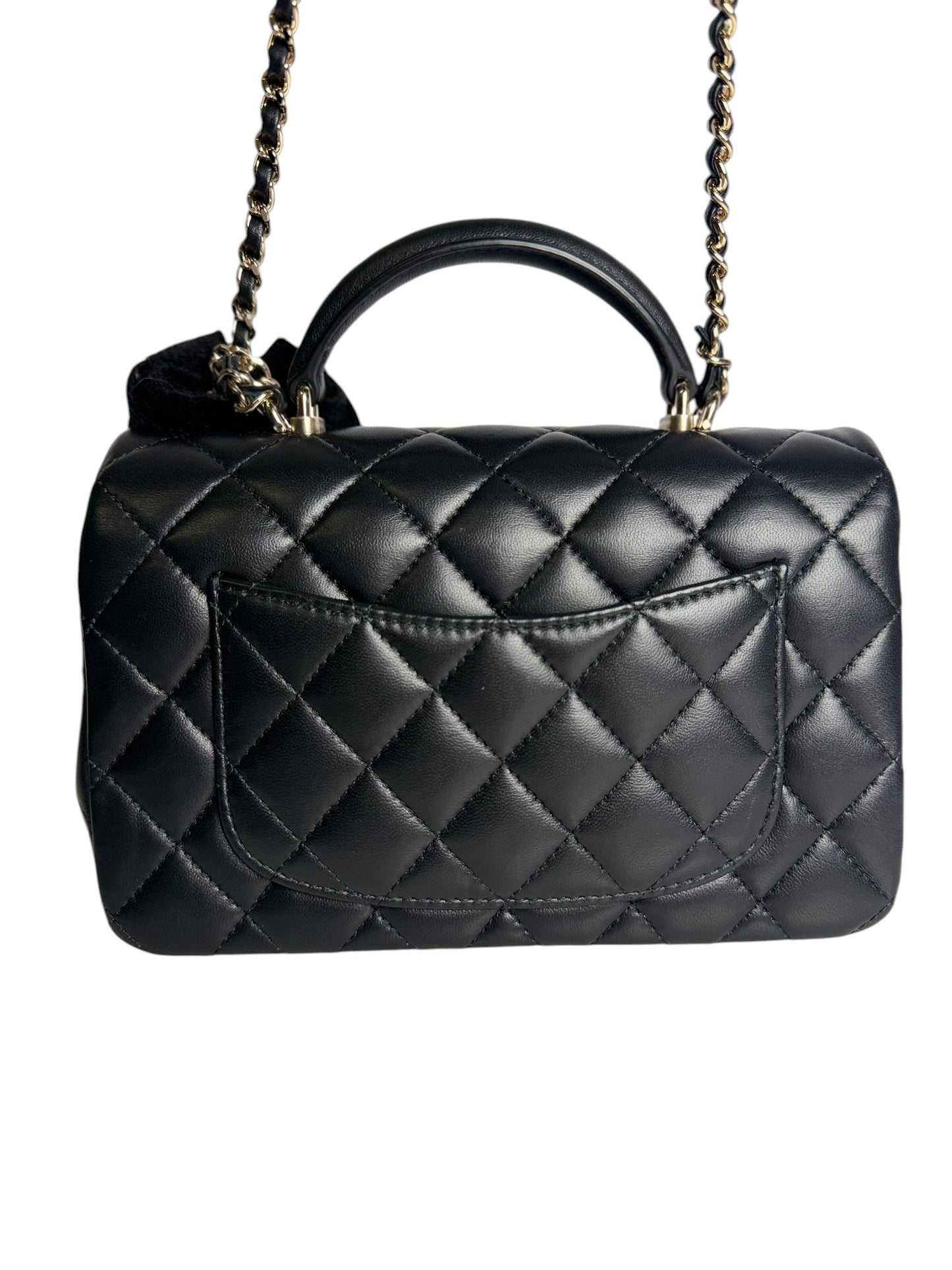 Chanel Black Quilted Lambskin Mini Rectangular Top Handle Flap Bag T1041