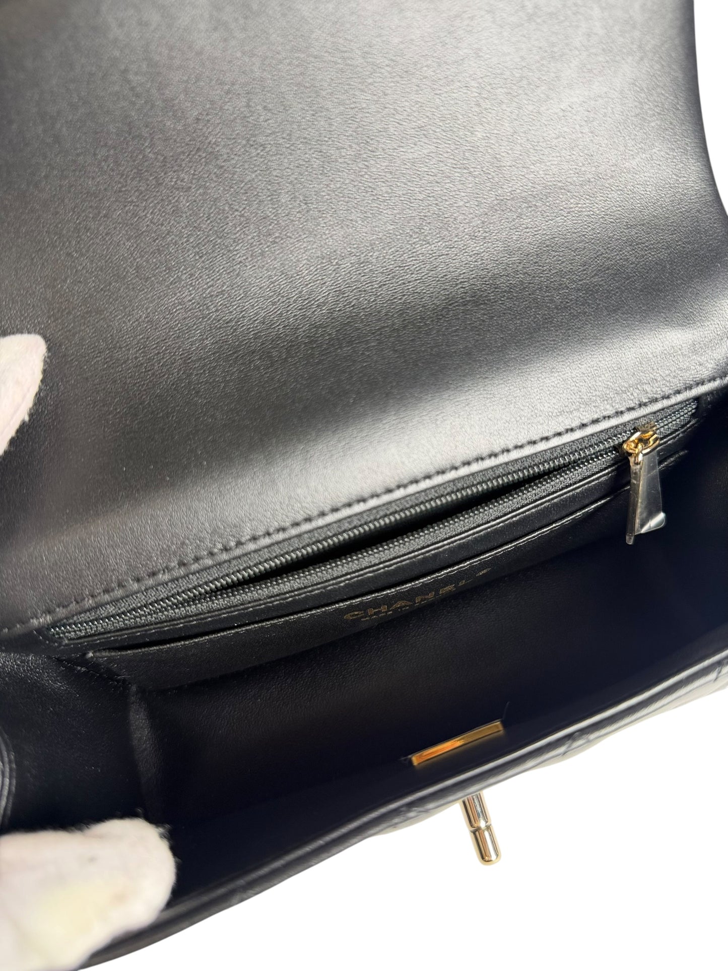 Chanel Black Quilted Lambskin Mini Rectangular Top Handle Flap Bag T1041
