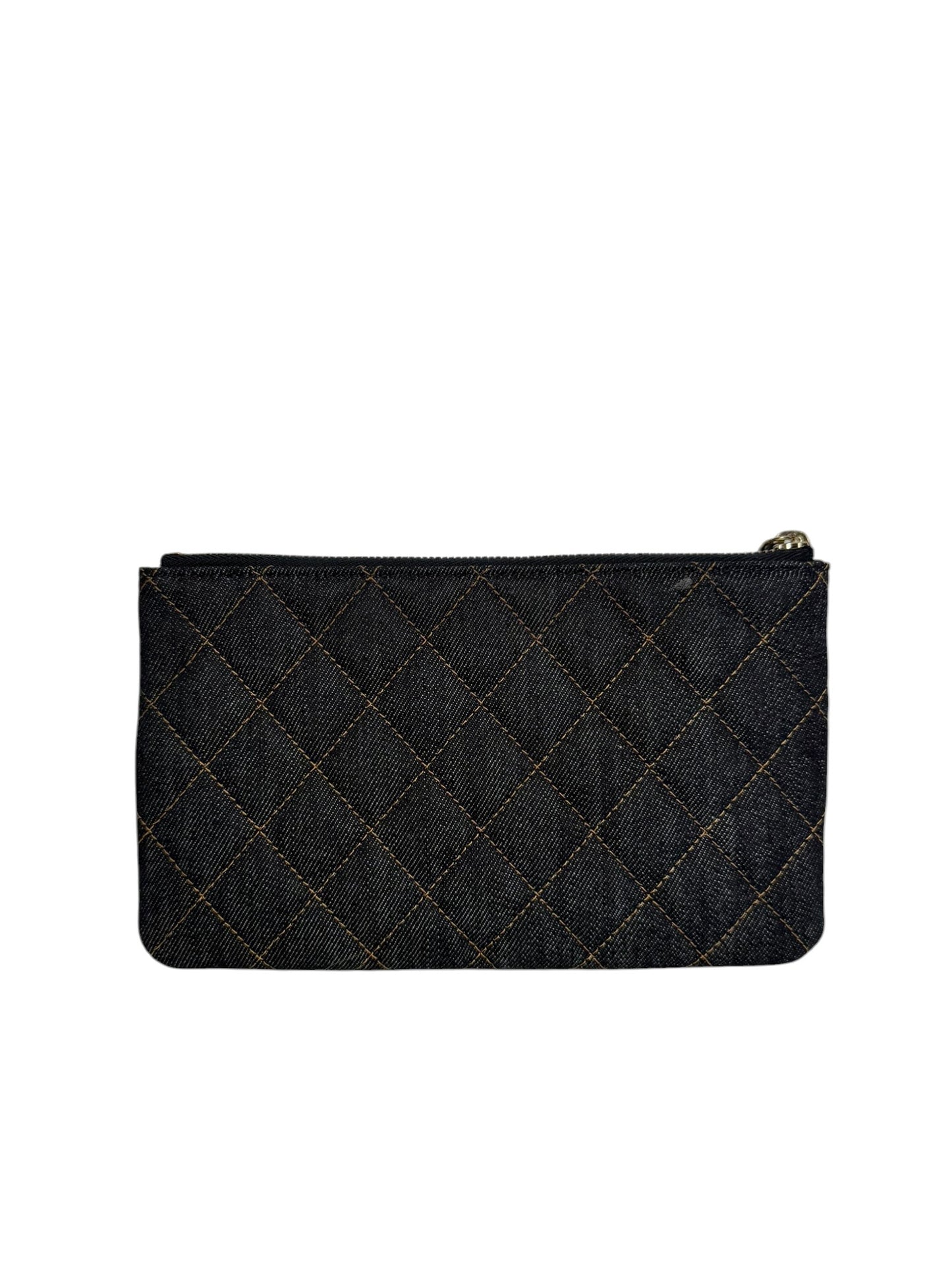 Chanel Quilted Denim Zip Pouch
