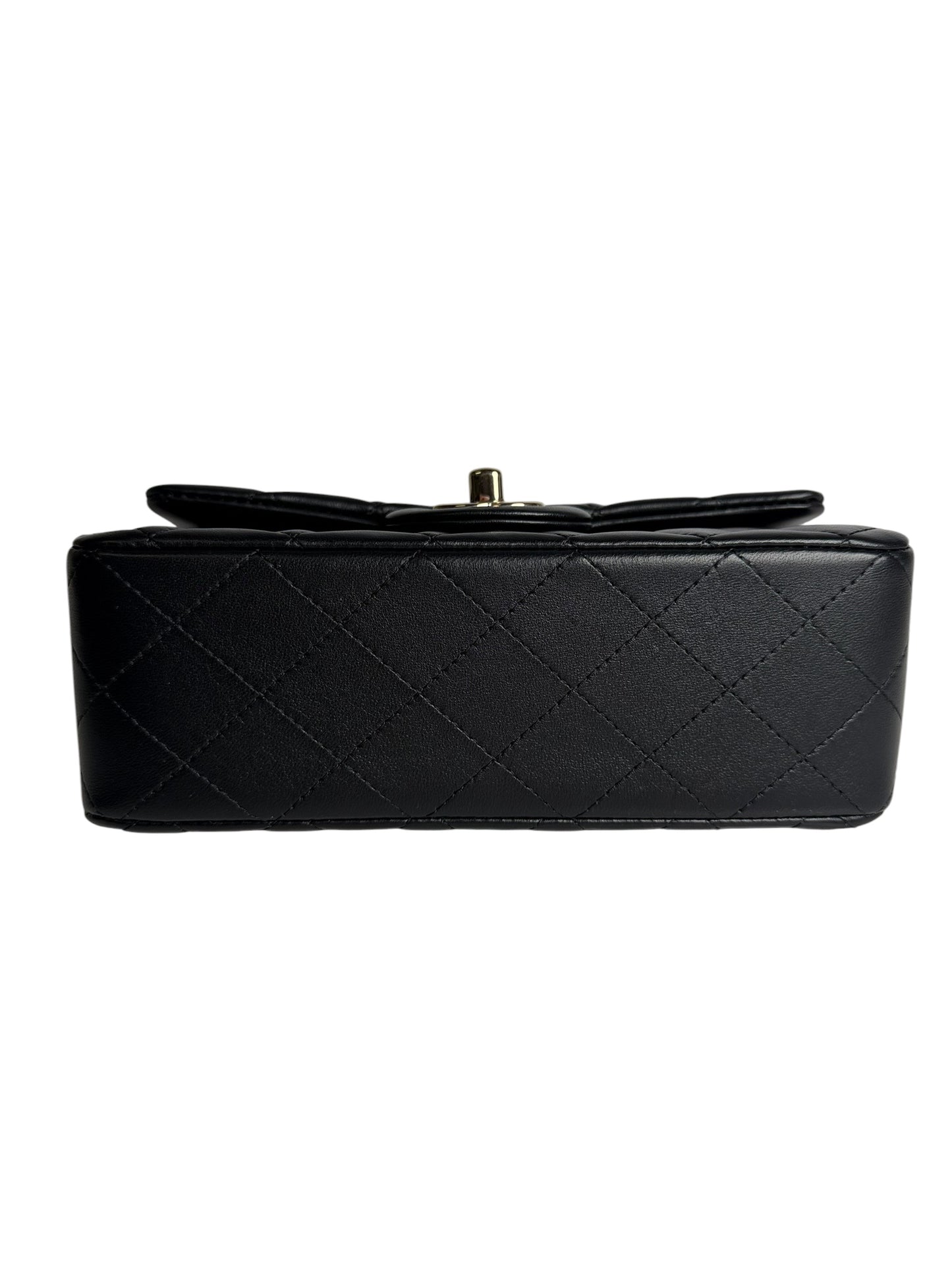 Chanel Black Quilted Lambskin Mini Rectangular Top Handle Flap Bag T1041