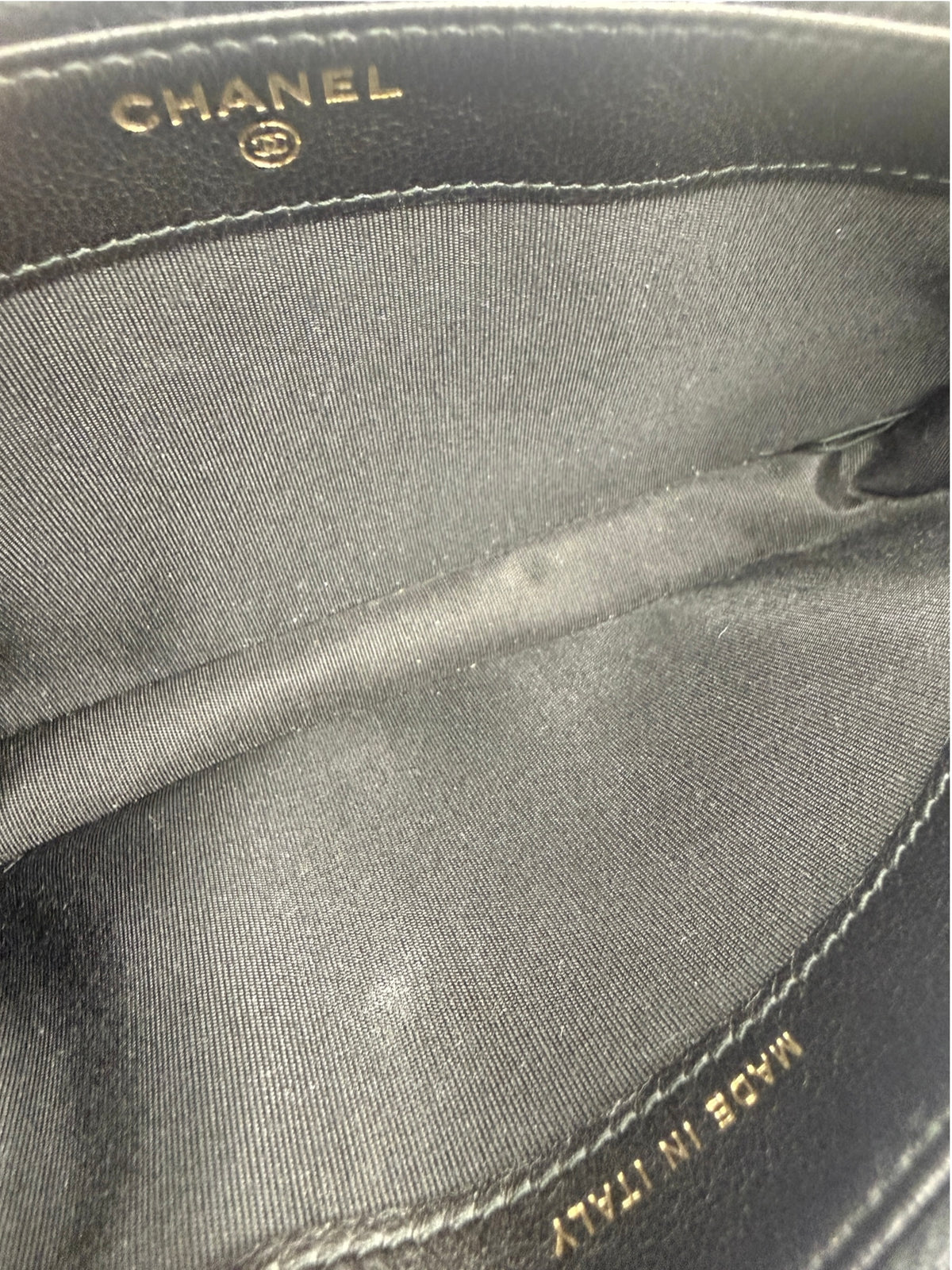 Chanel Studded Black Double Zip Clutch With Chain T9198