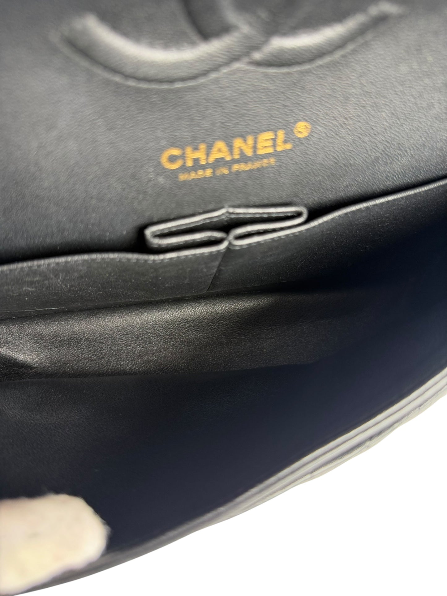 Chanel Metallic Charcoal Crumpled Calfskin Chevron Double Flap Small T7684