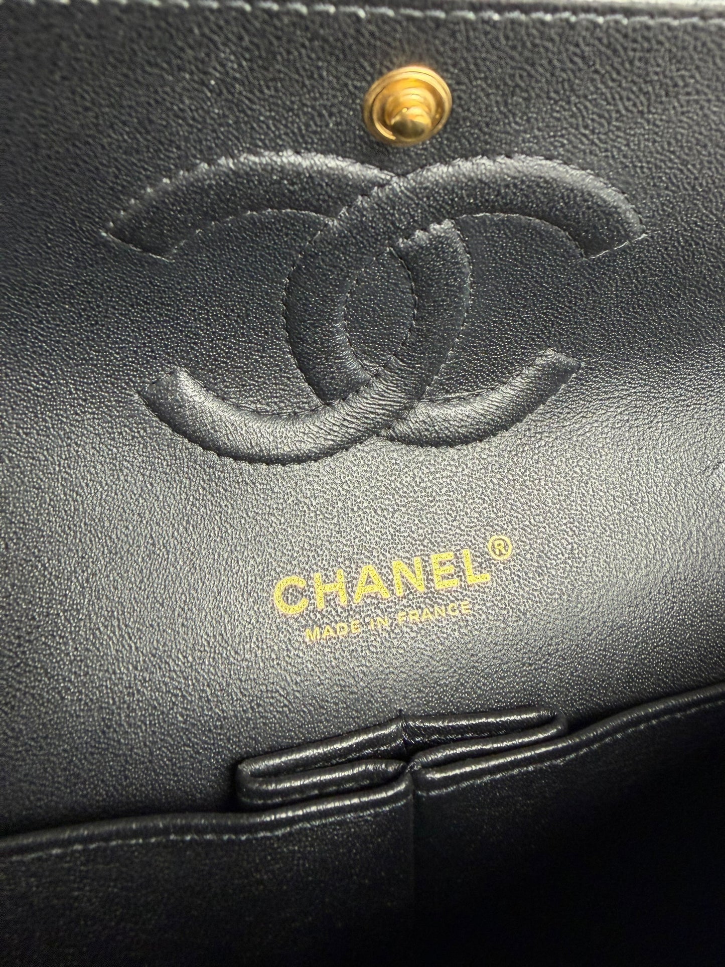 Chanel Metallic Charcoal Crumpled Calfskin Chevron Double Flap Small T7684
