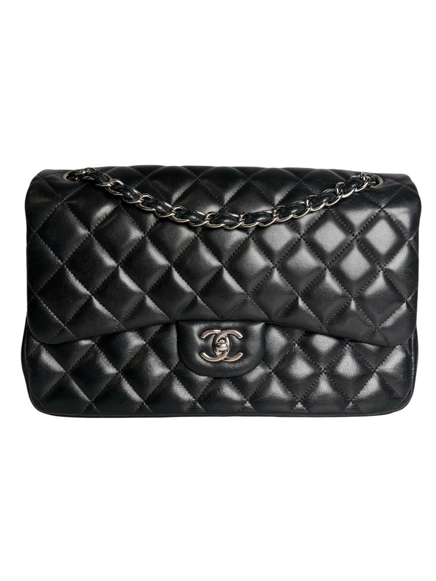Chanel Jumbo Double Flap Black Quilted Lambskin T1048