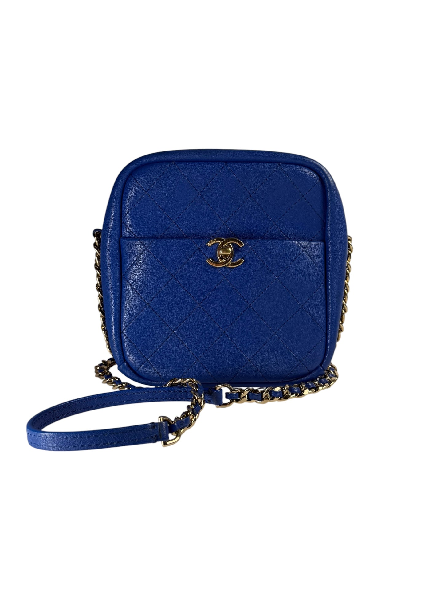 Chanel Electric Blue Turn Lock Camera Bag GHW T4764