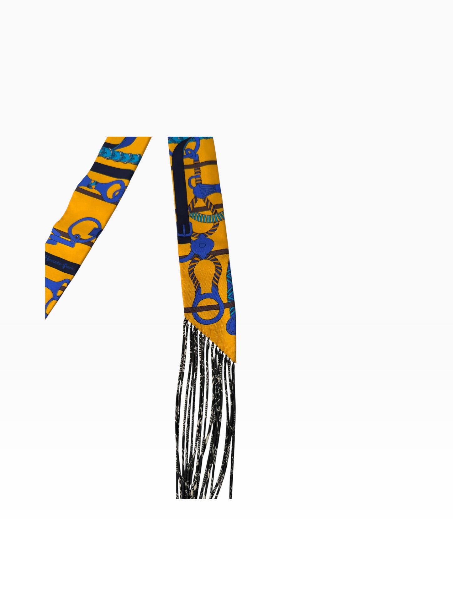 Hermes Fringe Twilly Yellow NWT