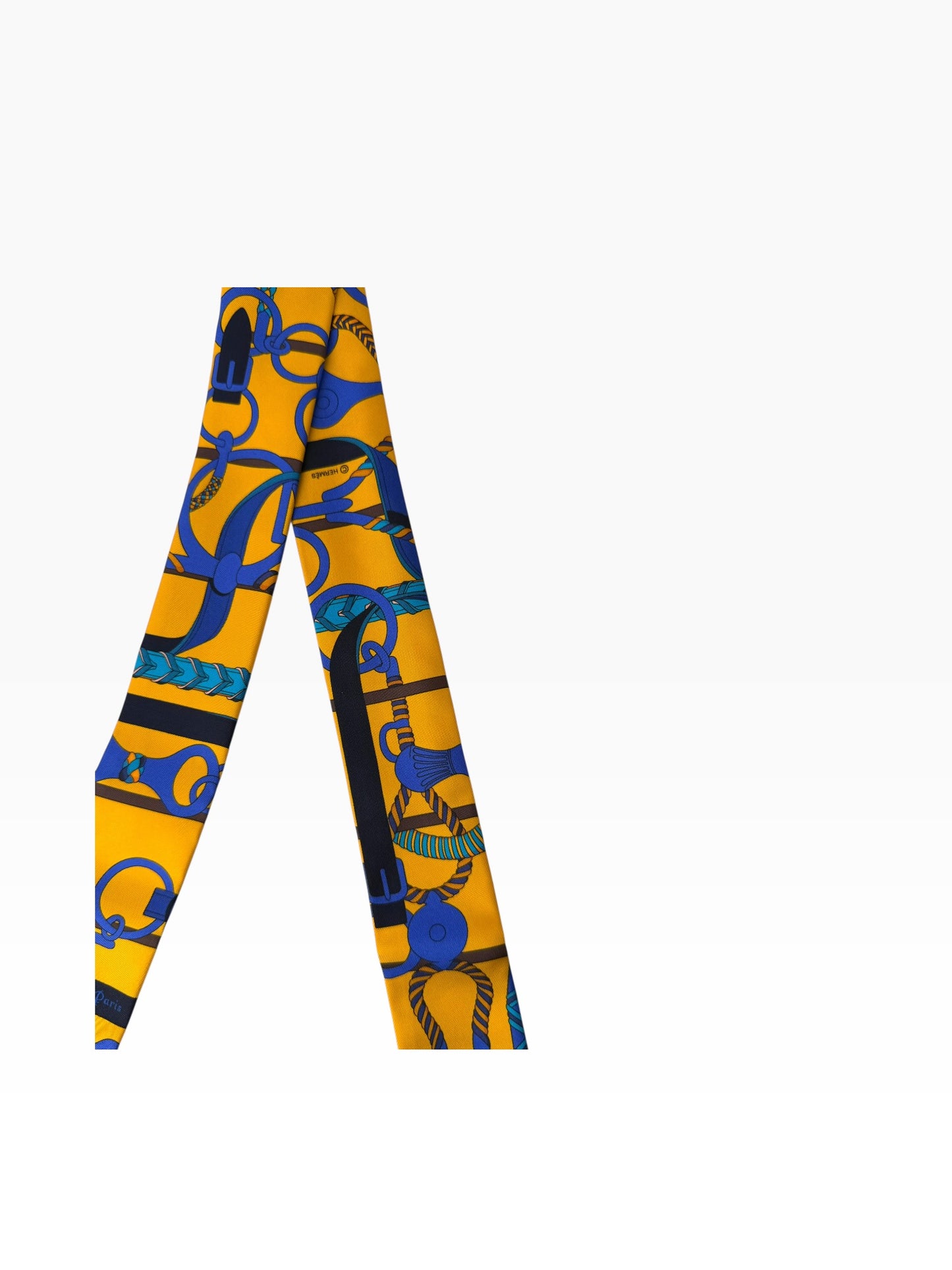 Hermes Fringe Twilly Yellow NWT