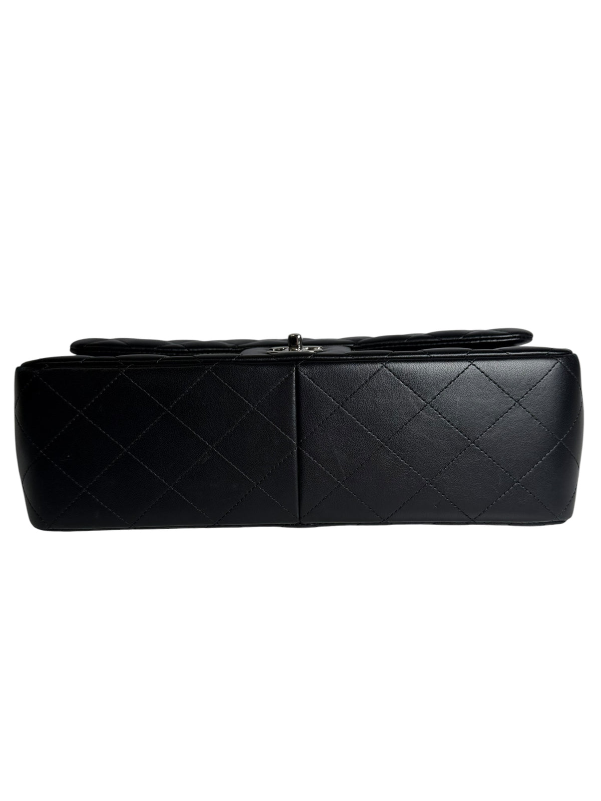 Chanel Quilted Double Flap Black Lambskin Medium SHW T1065