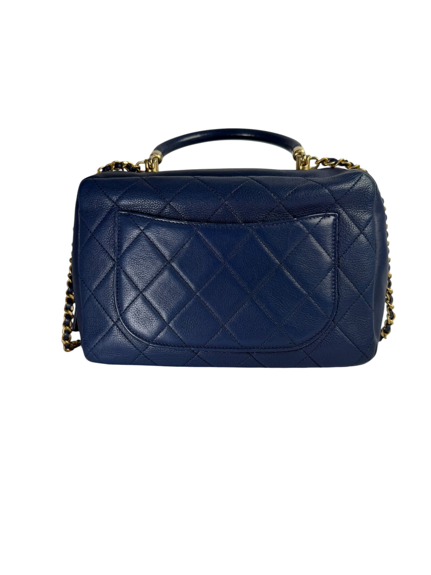Chanel Navy Quilted Top Handle Bag Envelope Flap T5621