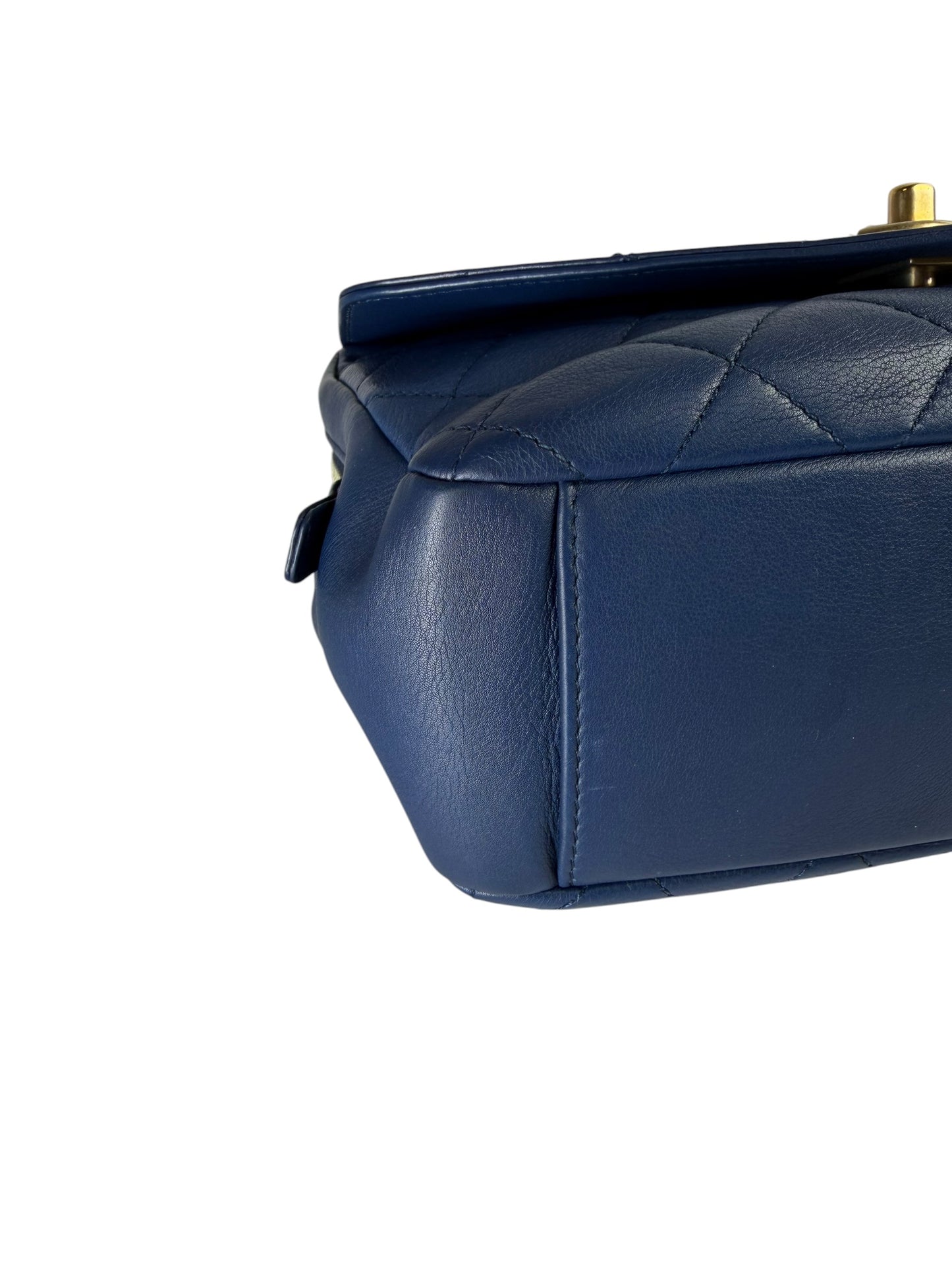 Chanel Navy Quilted Top Handle Bag Envelope Flap T5621
