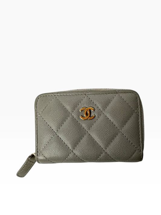 Chanel Grey caviar Zip Wallet GHW
