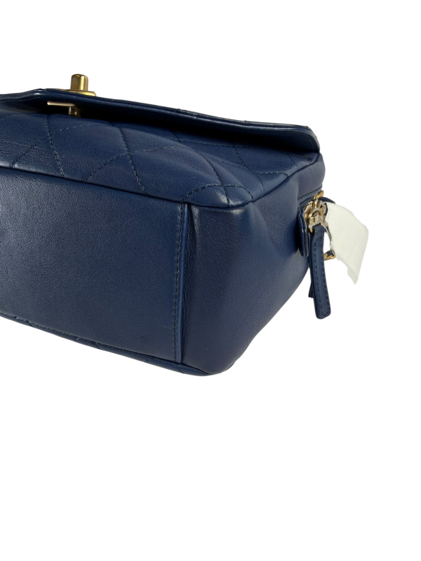 Chanel Navy Quilted Top Handle Bag Envelope Flap T5621