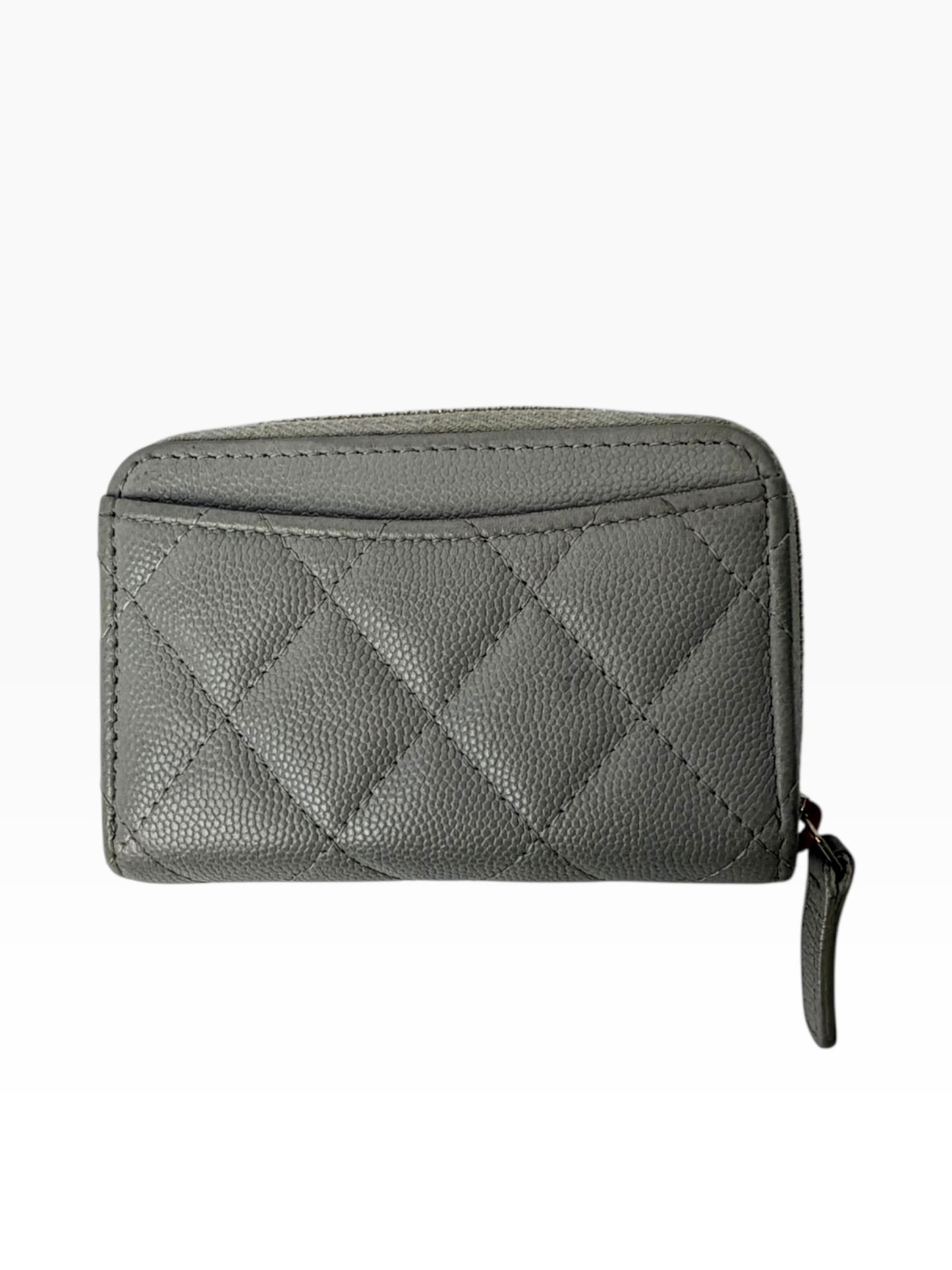 Chanel Grey caviar Zip Wallet GHW