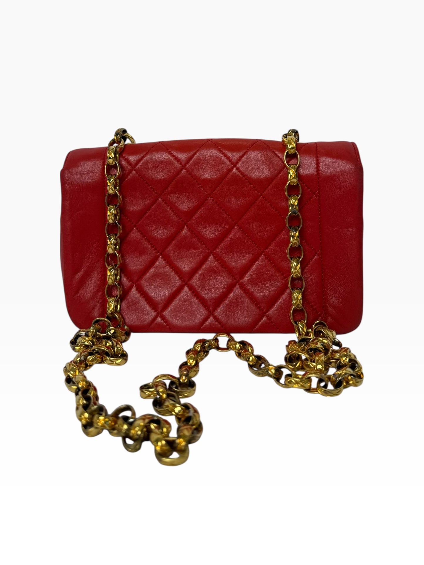 Chanel Red Vintage Diana Mini Flap GHW