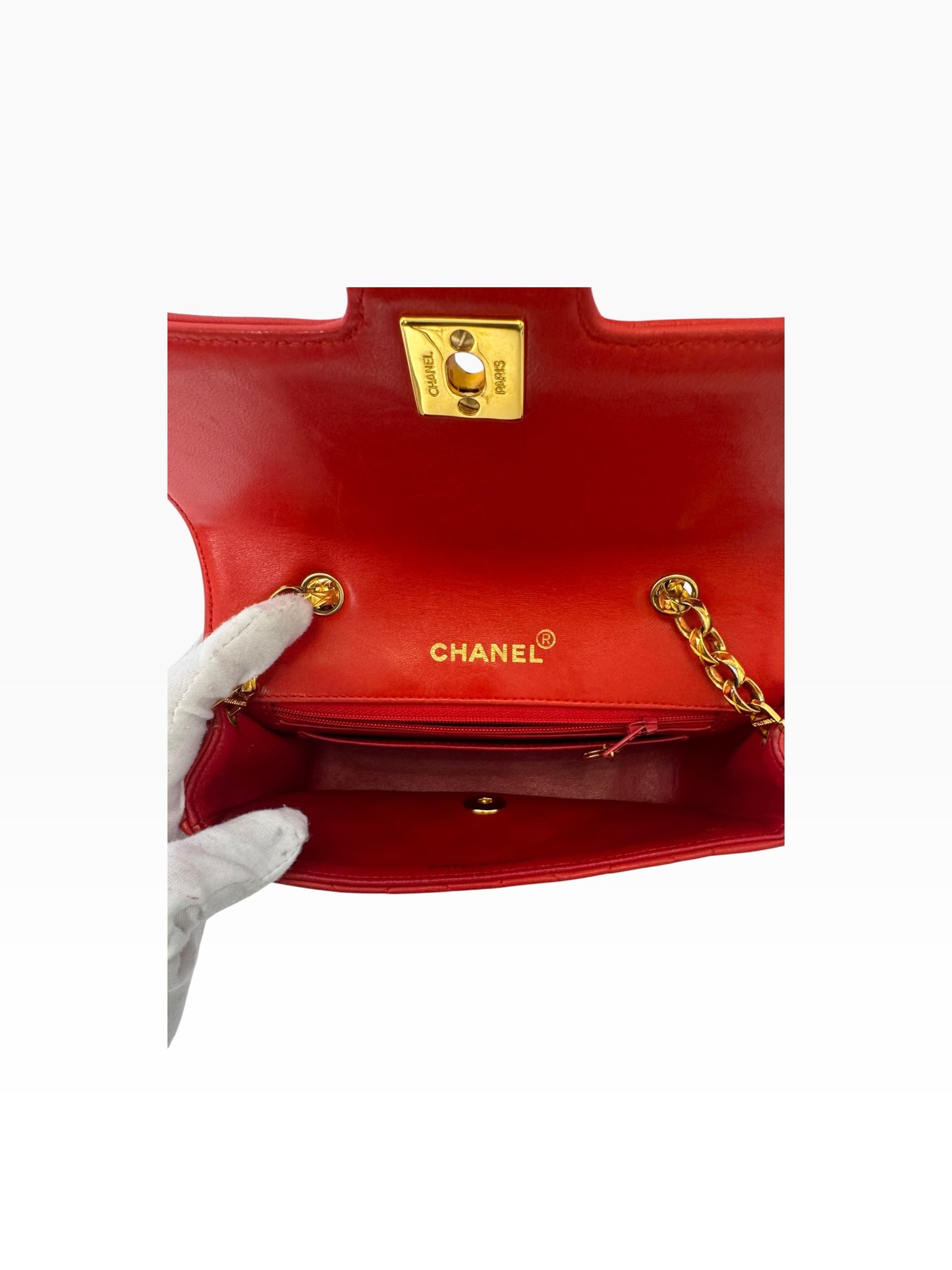 Chanel Red Vintage Diana Mini Flap GHW